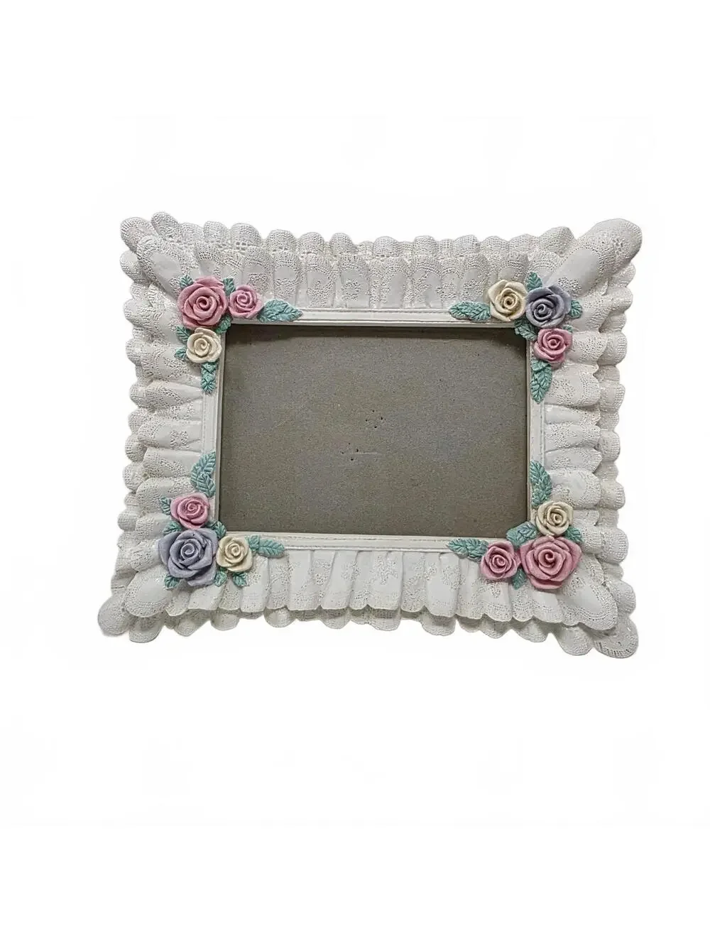 Vintage 1991 FIGI Lace Rose Picture Frame 4x6 Cottagecore Floral
